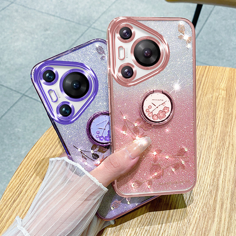KADEM For Huawei Pura 70 Pro / Pura 70 Pro+ Kickstand Case Rhinestone Flower TPU Phone Shell KADEM For Huawei Pura 70 Pro / Pura 70 Pro+ Kickstand Case Rhinestone Flower TPU Phone Shell